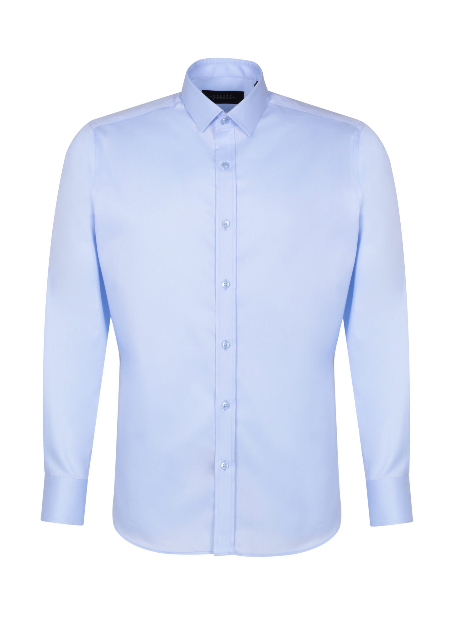 Light Blue %100 Cotton Italian Fabric Long Sleeve Shirt