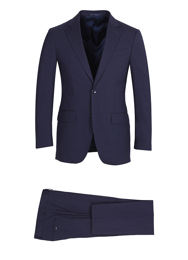 Navy Blue Italian Marlane Wool Fabric Half Canvas Suit