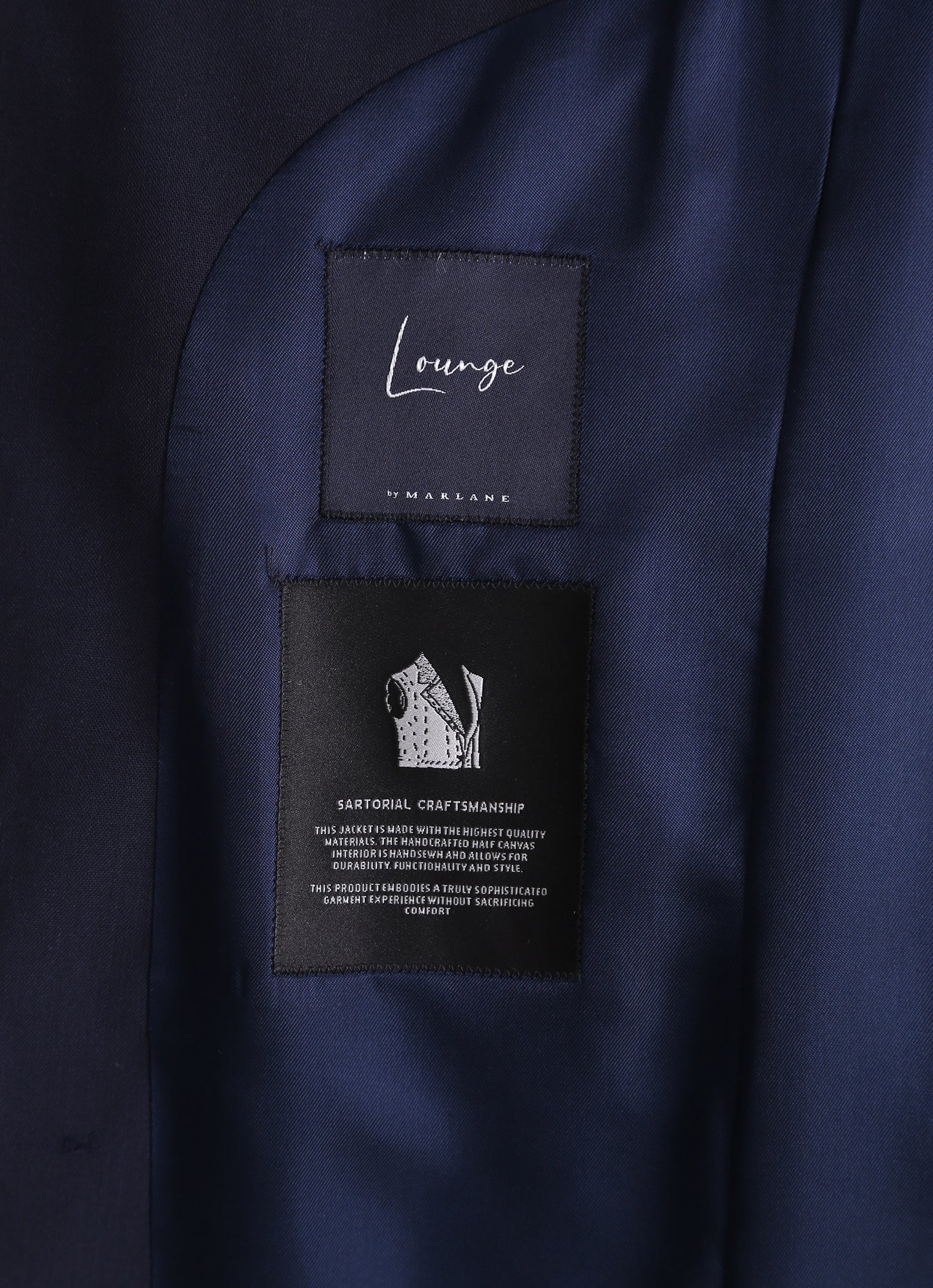 Navy Blue Italian Marlane Wool Fabric Half Canvas Suit